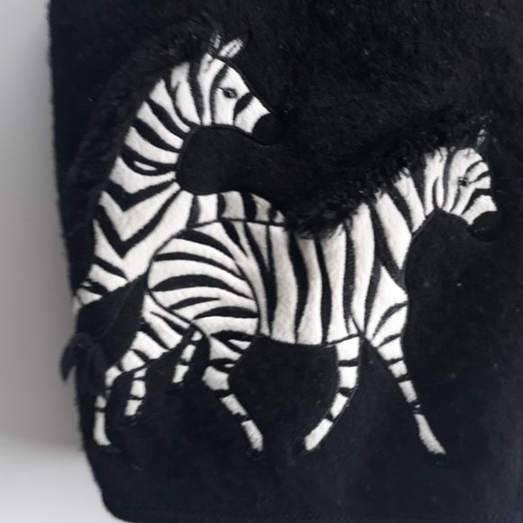 Lisa International Womens Size Large 100% Boiled Wool Full Zip Black Zebra Vest - Picture 9 of 12